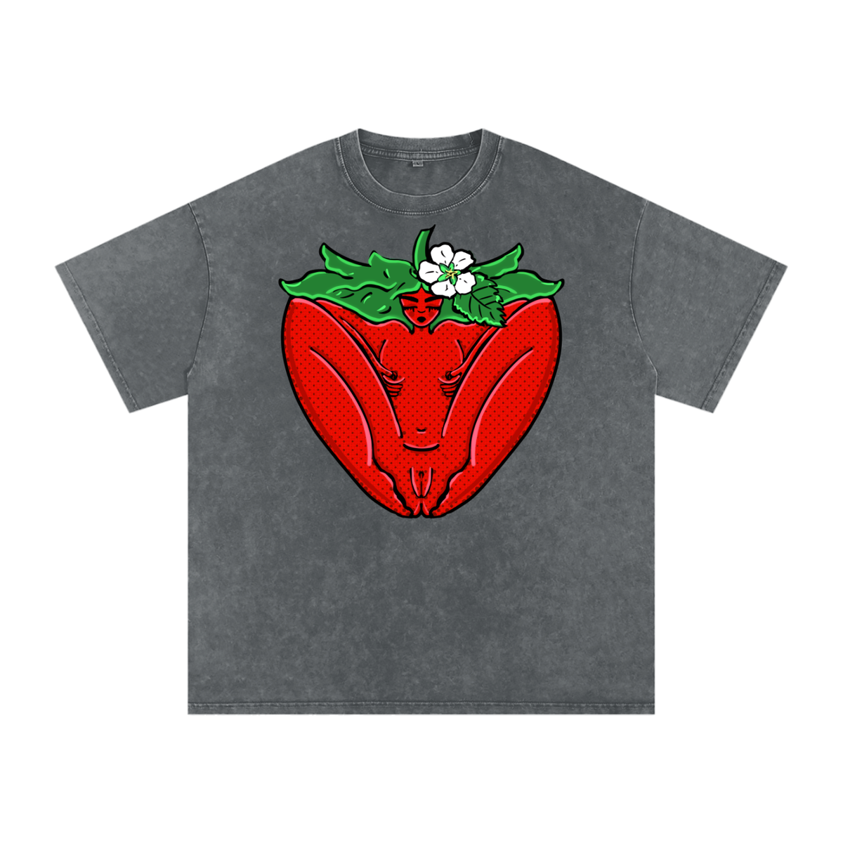 "Strawberry" acid-washed heavyweight cotton tee by ArtistNatalie, photo 7