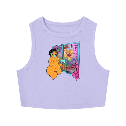 "Can't Talk Right Now" fitted crewneck crop tank by ArtistNatalie