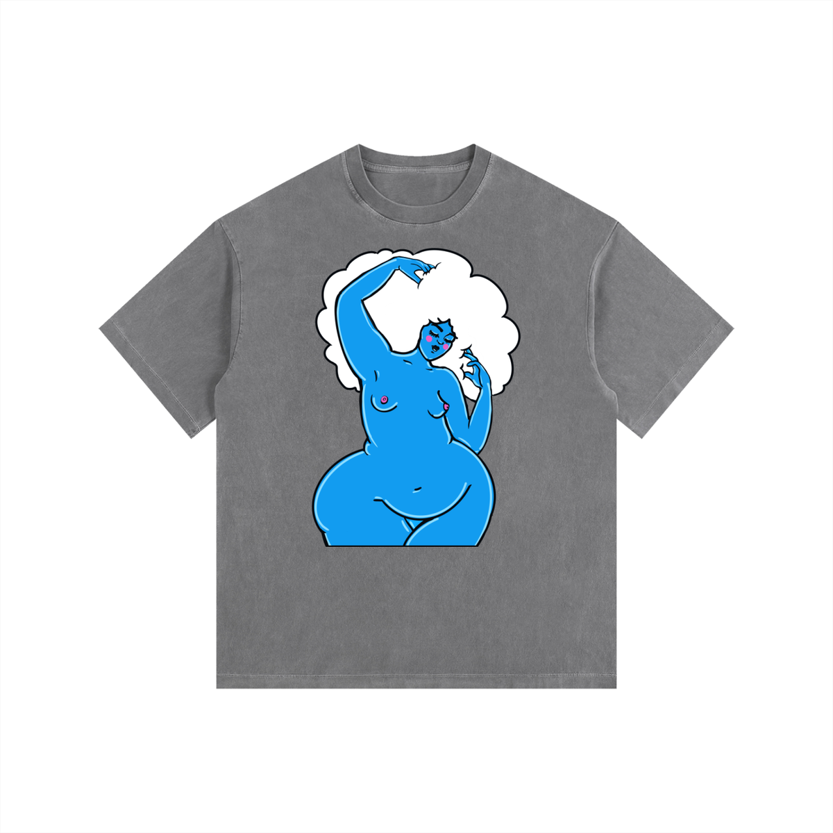 "Cloudy" retro washed cotton tee by ArtistNatalie, photo 7