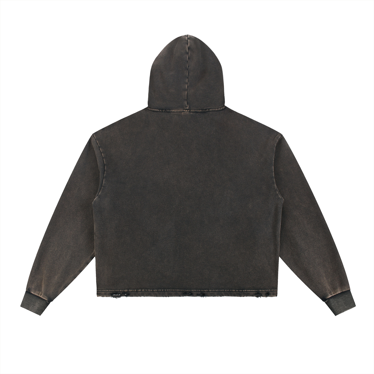 "Solar Power" distressed boxy hoodie by ArtistNatalie, Black, back view