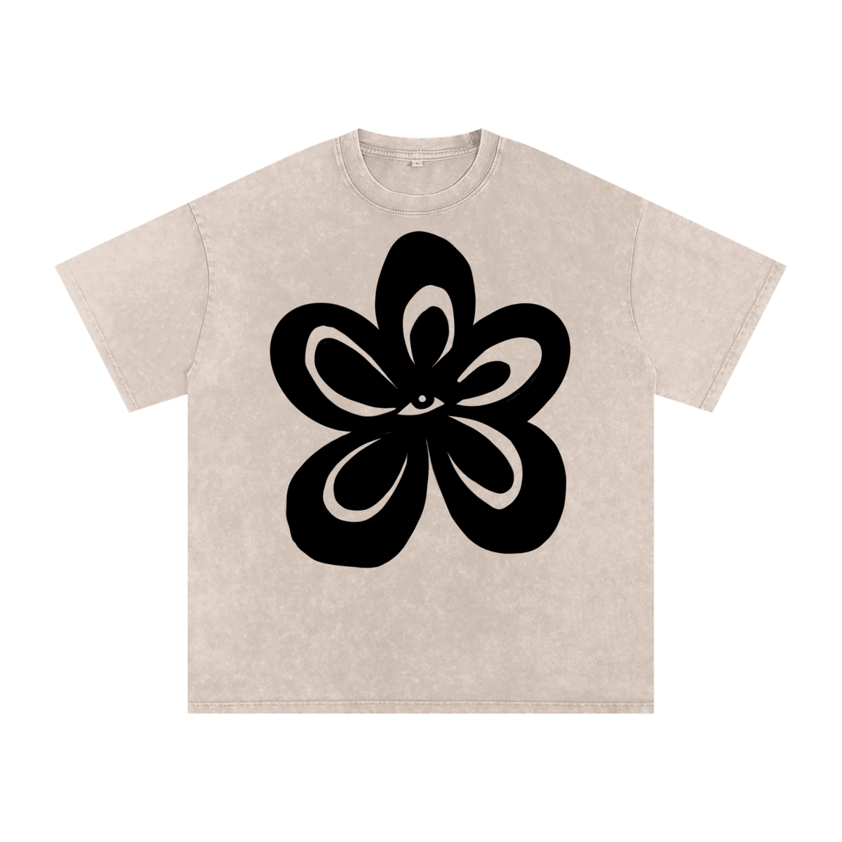 "Center" acid-washed heavyweight cotton tee by ArtistNatalie, detail view