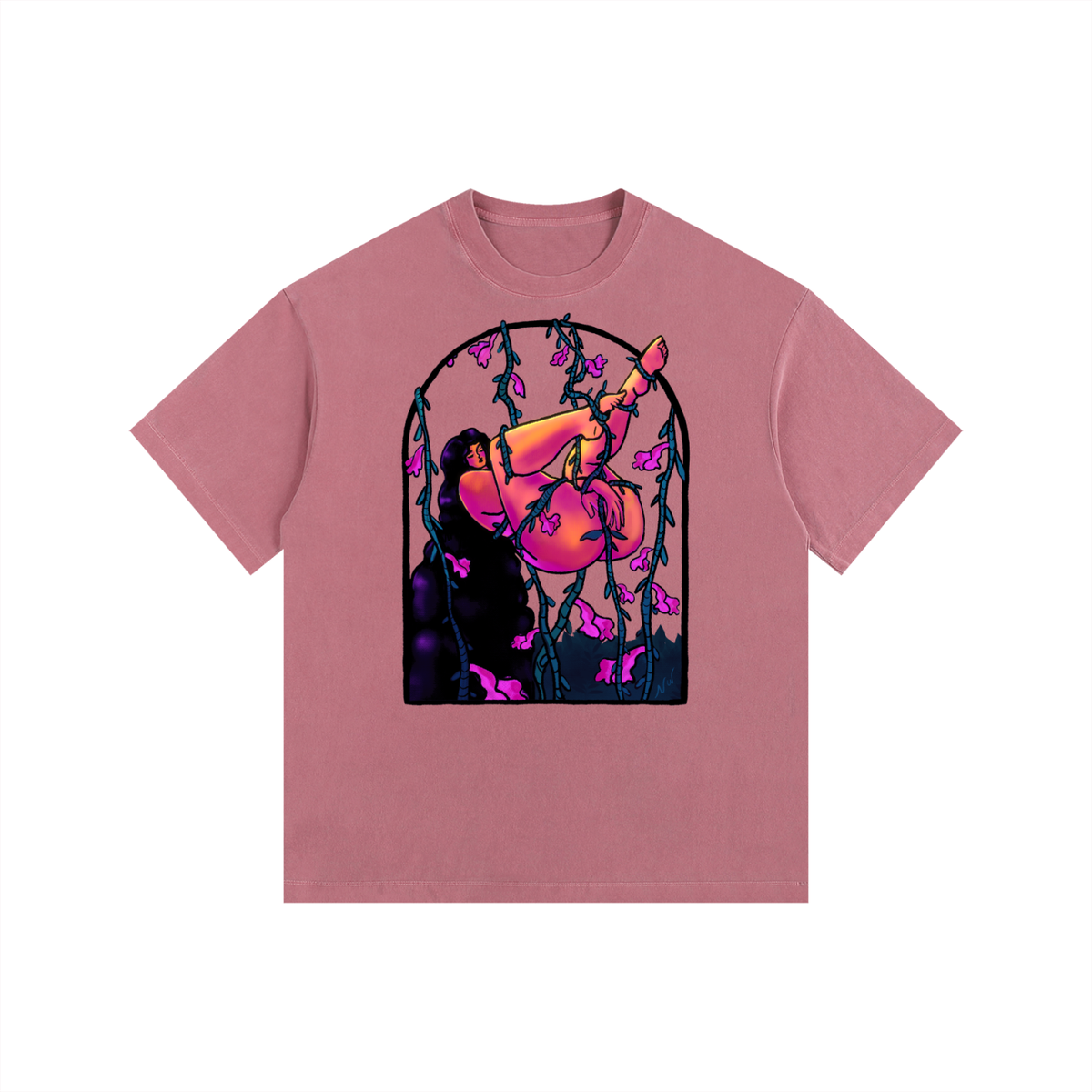 "Surrender" retro washed cotton tee by ArtistNatalie, photo 3