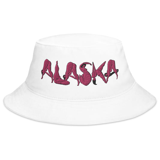 "Alaska" embroidered deep pink bucket hat by ArtistNatalie