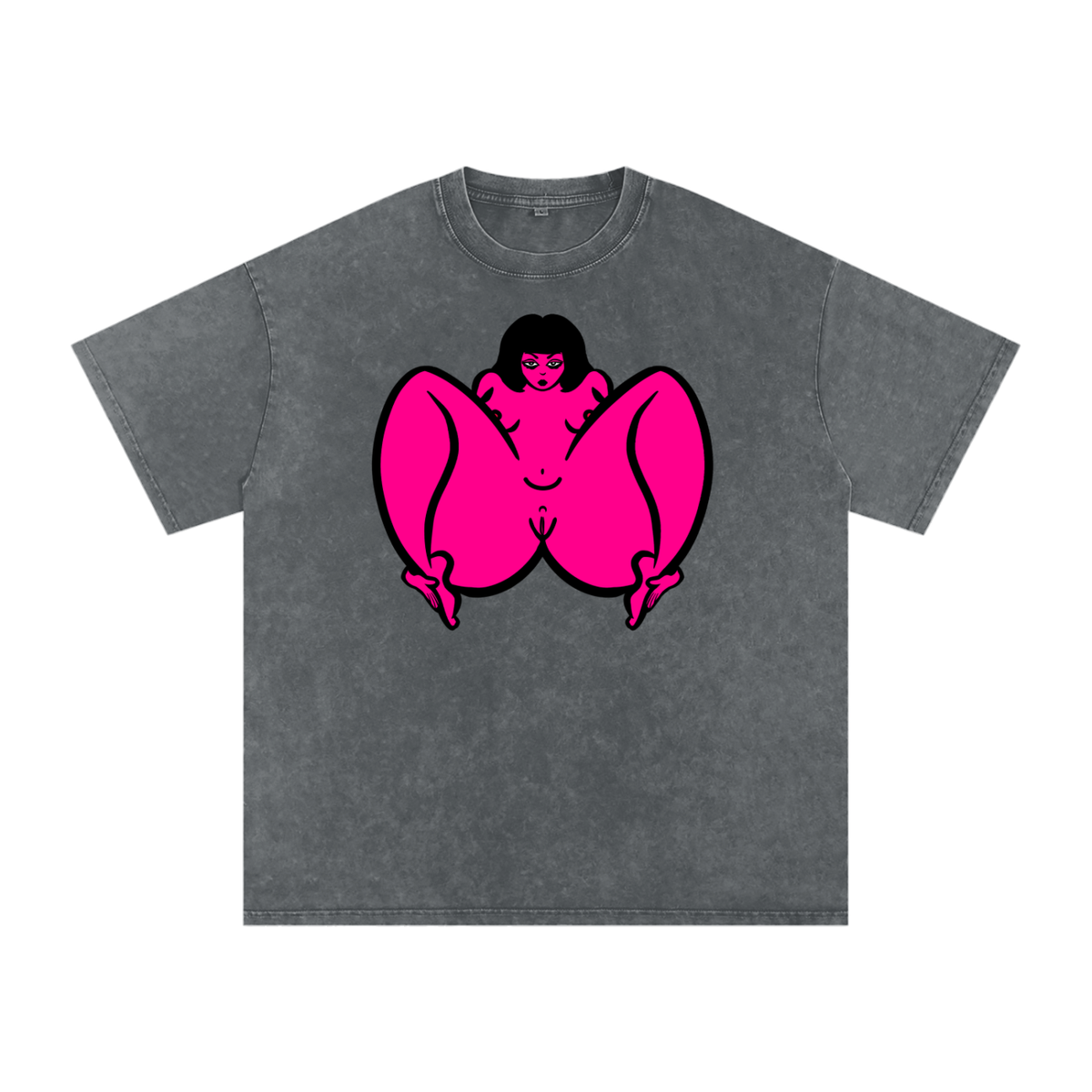 "Unapologetic" acid-washed heavyweight cotton tee by ArtistNatalie, front view