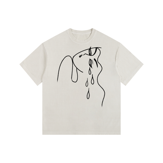 "Drip" retro washed cotton tee by ArtistNatalie