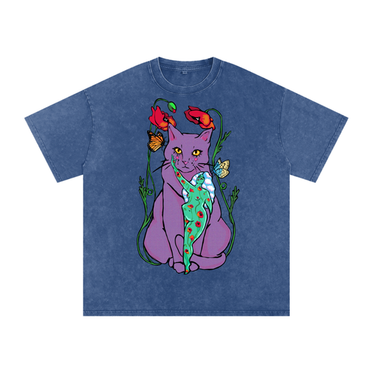 "No Space or Time" acid-washed cotton tee by ArtistNatalie, front view
