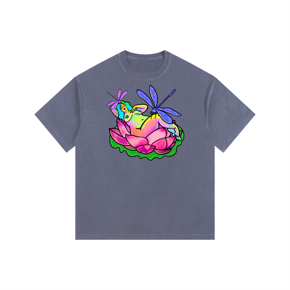 "Lotus" retro washed cotton tee by ArtistNatalie, photo 7