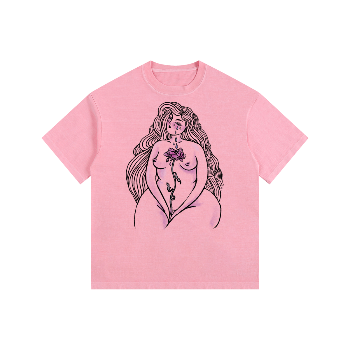 "Rosewater" retro washed cotton tee by ArtistNatalie, photo 3