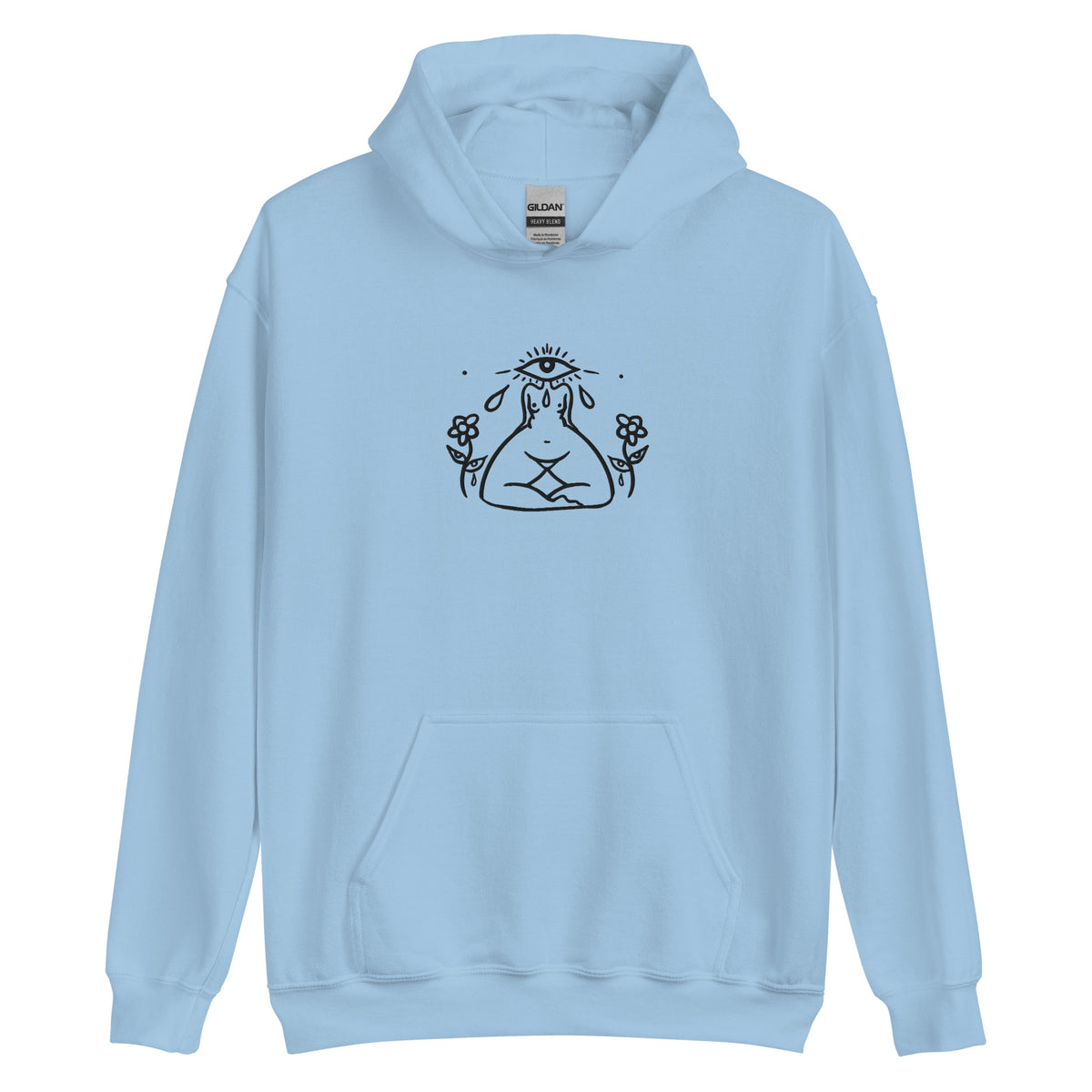 "How to See" embroidered hoodie by ArtistNatalie, front view