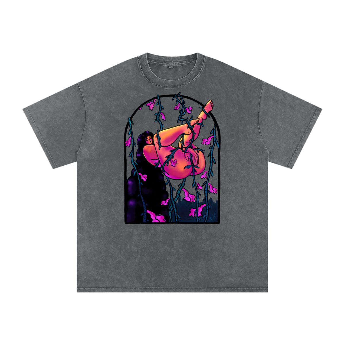 "Surrender" acid-washed heavyweight cotton tee by ArtistNatalie, alternate view