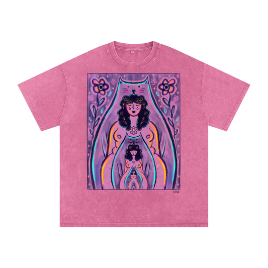 "Endless Being" acid-washed heavyweight cotton tee by ArtistNatalie, front view