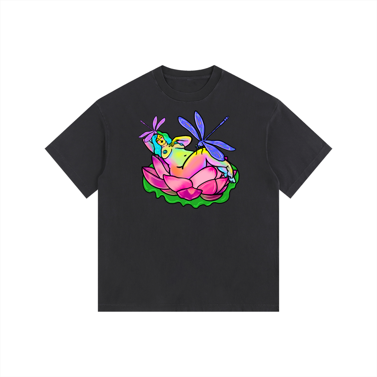 "Lotus" retro washed cotton tee by ArtistNatalie, photo 5