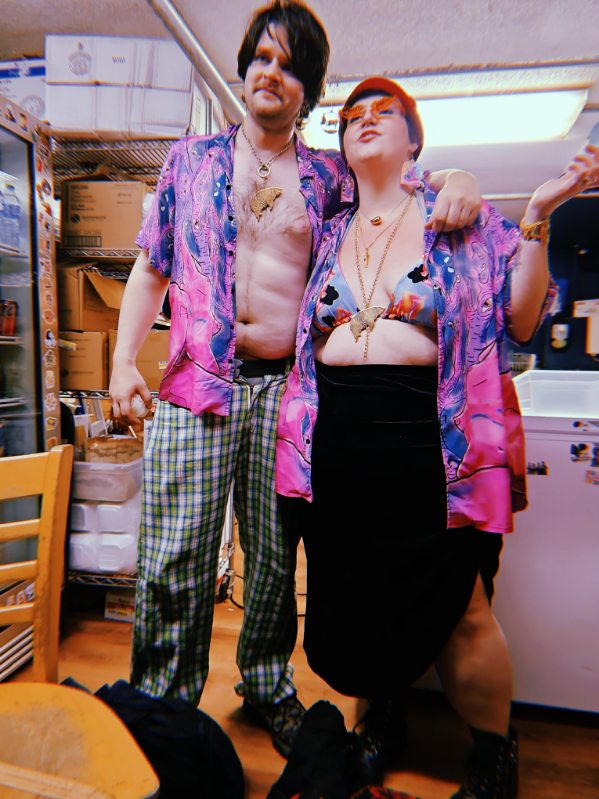 Customer wearing Can You Ego Death Me Again Rayon Button Up Shirt