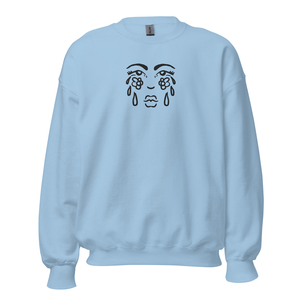"Cry Flowers" crewneck sweatshirt by ArtistNatalie, front view