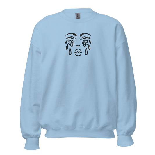 "Cry Flowers" crewneck sweatshirt by ArtistNatalie, front view